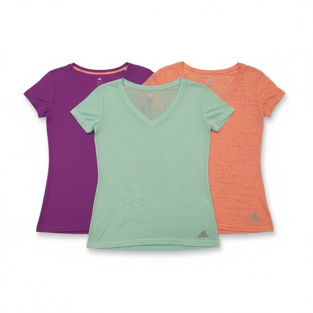 adidas Women’s Short Sleeve Tees in Mint, Purple & Coral